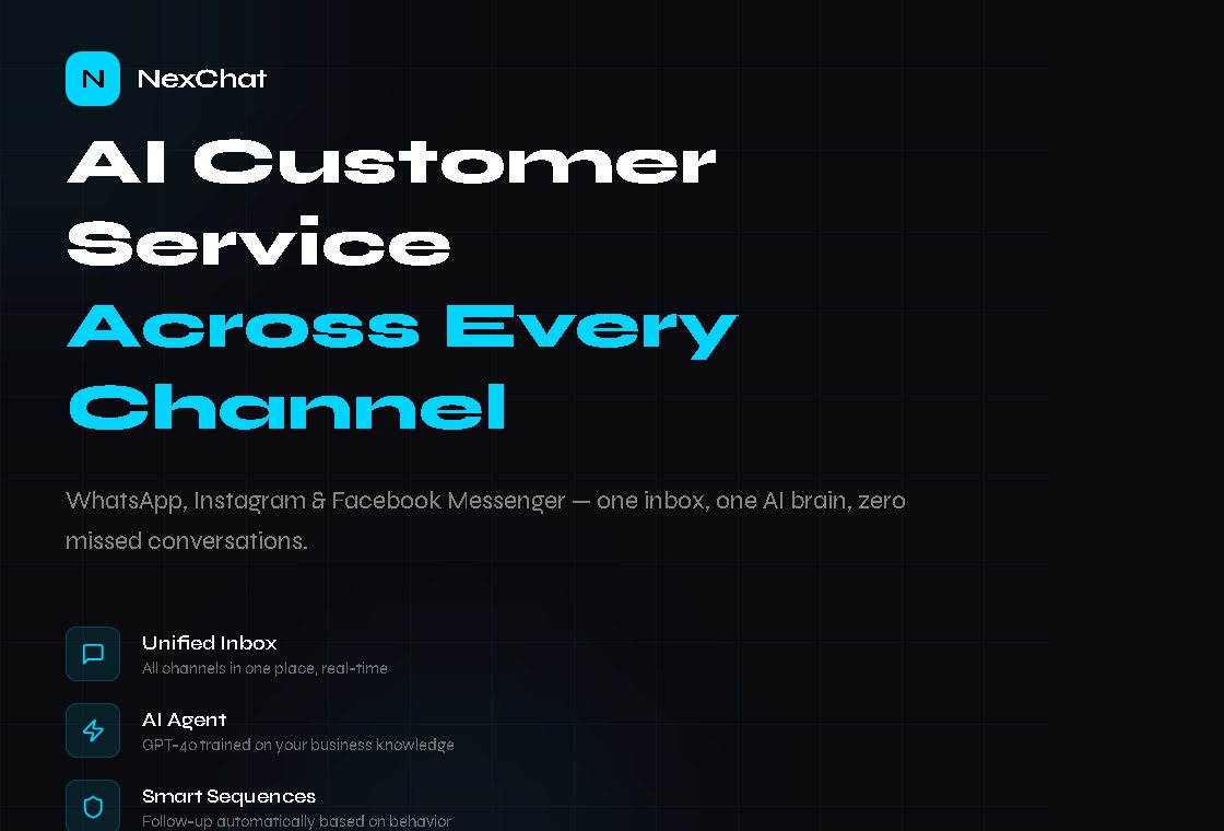 The NexChat workspace: unified inbox, AI agent and smart sequences